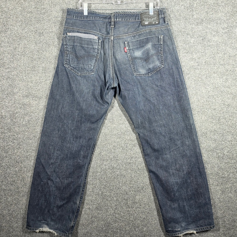 Levis 569 Jeans Mens 34x32 Loose Fit Baggy Indigo Wash Distressed Denim‎ - Picture 2 of 13
